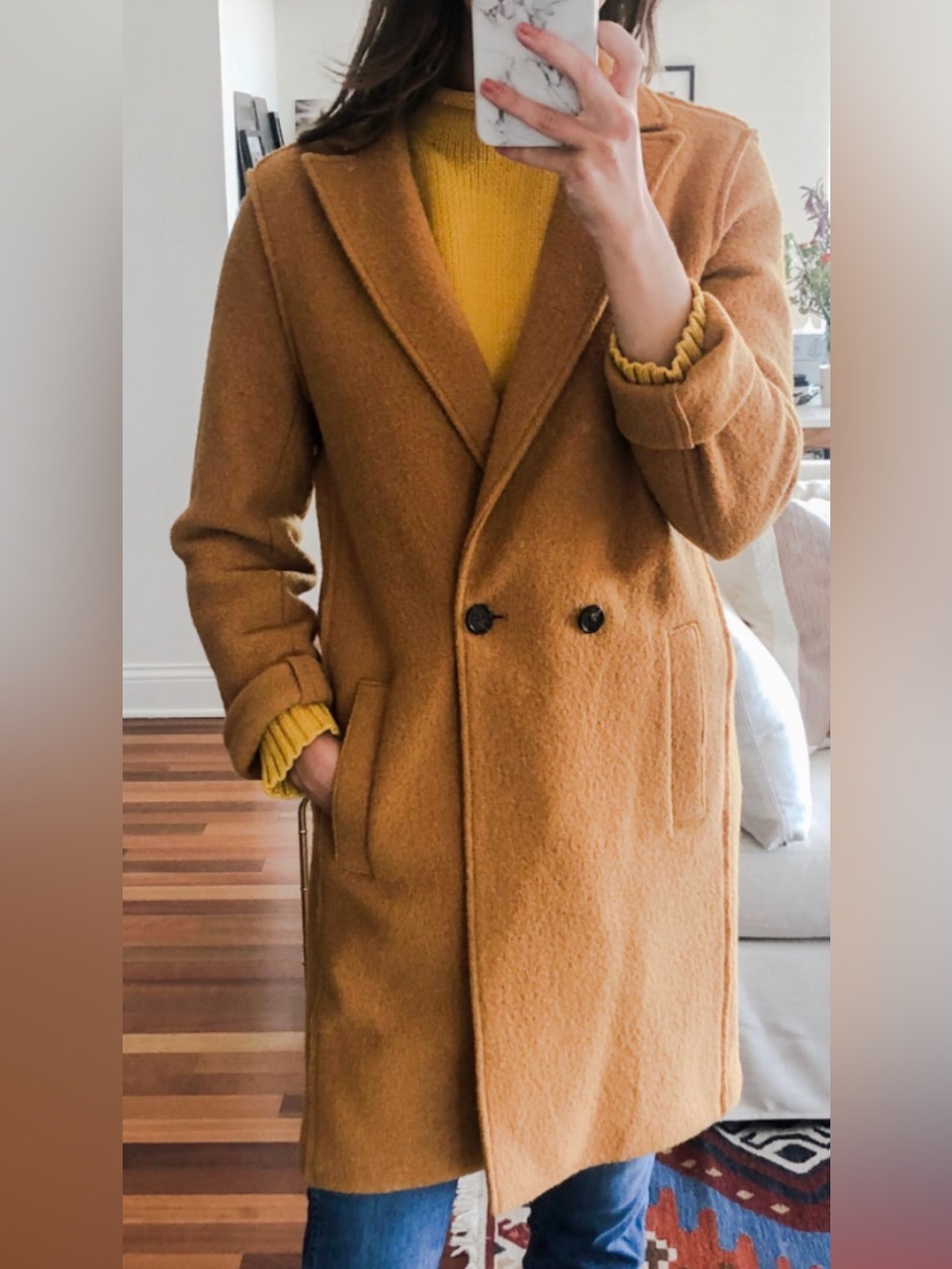 Stunning J Crew Women's Wool Blend Pea Coat in Mustard size 4 EUC